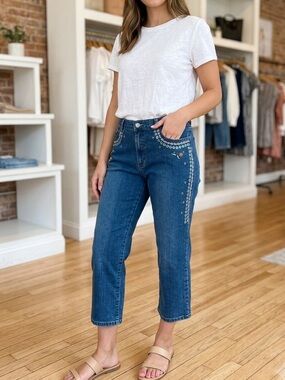 Cosmopolitan Embellished Cropped Jeans